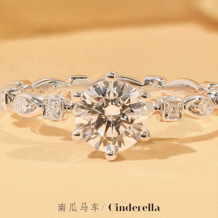 Mỹ D màu moissanite Vòng pt950 các Cỗ Xe Bí Ngô 1 Karat Nhẫn kim cương