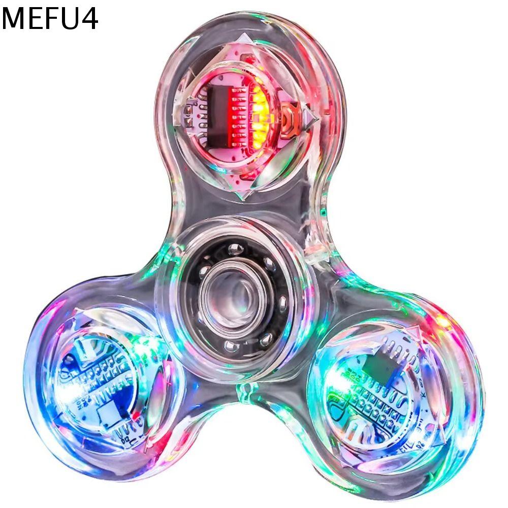 MEFU4 Trong suốt Con quay hồi chuyển phát sáng ở đầu ngón tay Pha lê Đèn LED Đồ chơi điện tử đầu ngón tay Đồ chơi cảm giác Giáo dục Con quay tay phát sáng Người lớn