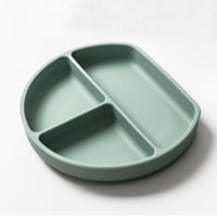 Khay ăn dặm silicon 3 ngăn có đế hít chống lật cho bé ăn dặm