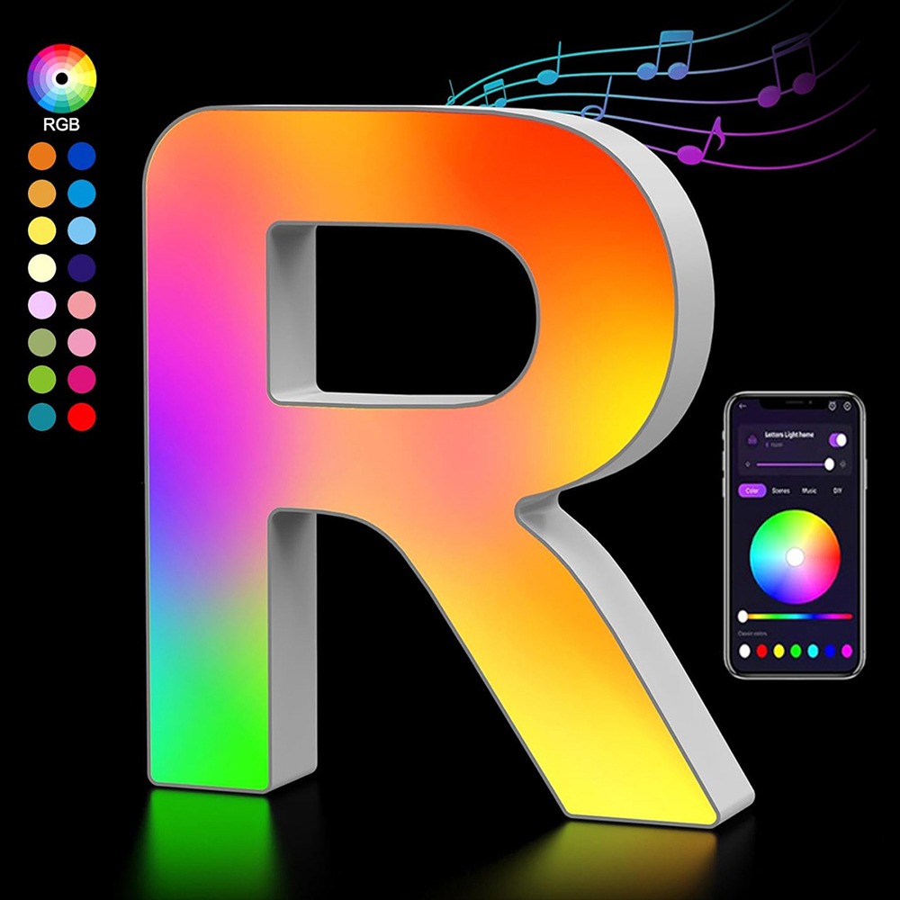 YERZ Smart LED Letters Light Name Letter Decorative Alphabet Light MeRGBW App Multicolor Number Lamp Home