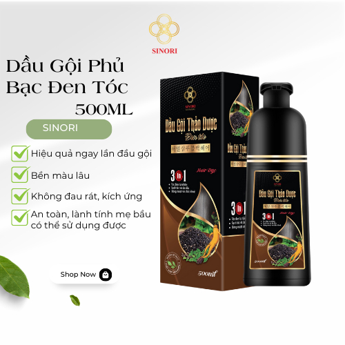 Dầu gội phủ bạc Sinori 500ml - Làm đen tóc tự nhiên tại nhà chỉ sau 15 phút