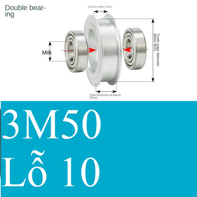 Bánh Răng Đồng Bộ bóng 21-10 | 3M 50 Răng Guangfa - Răng Căng, Rãnh 11/16/21mm, Có Ổ Bi, Lỗ 5-17mm, Nhôm, Hướng Dẫn Công Nghiệp
