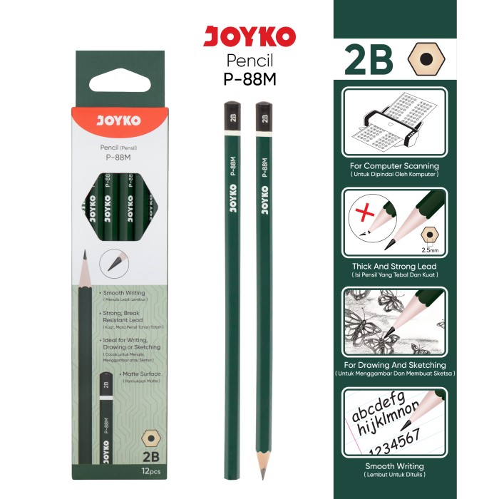 Pencil Pensil Joyko P-88M 2B 1 Box 12 Pcs