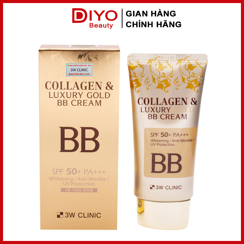 Kem nền trang điểm 3W Clinic Collagen & Luxury Gold BB Cream SPF50+ PA+++