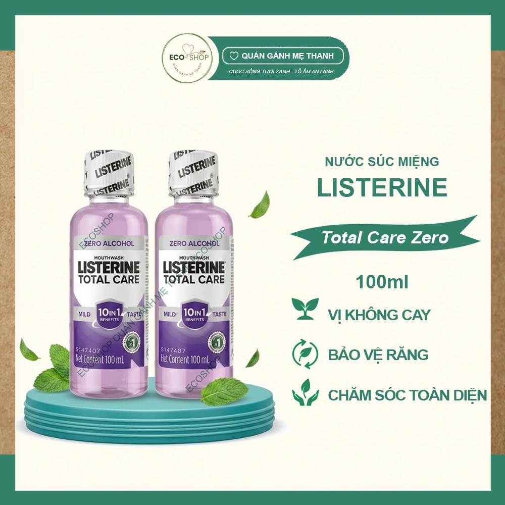 [EcoShop] Combo 2 Nước Súc Miệng Listerine Total Care Zero - Chai Nhỏ Tiện Dụng 100ml - Không Cay