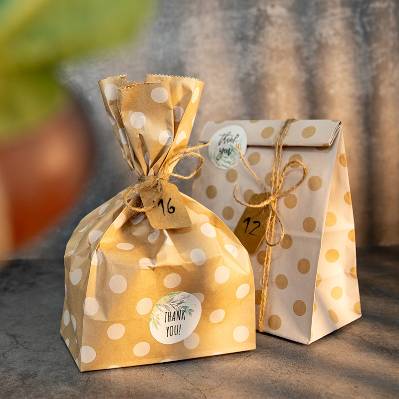 25 cái giấy kraft nướng túi bao bì Cookie hộp kẹo túi giấy Túi giấy Kraft túi giấy