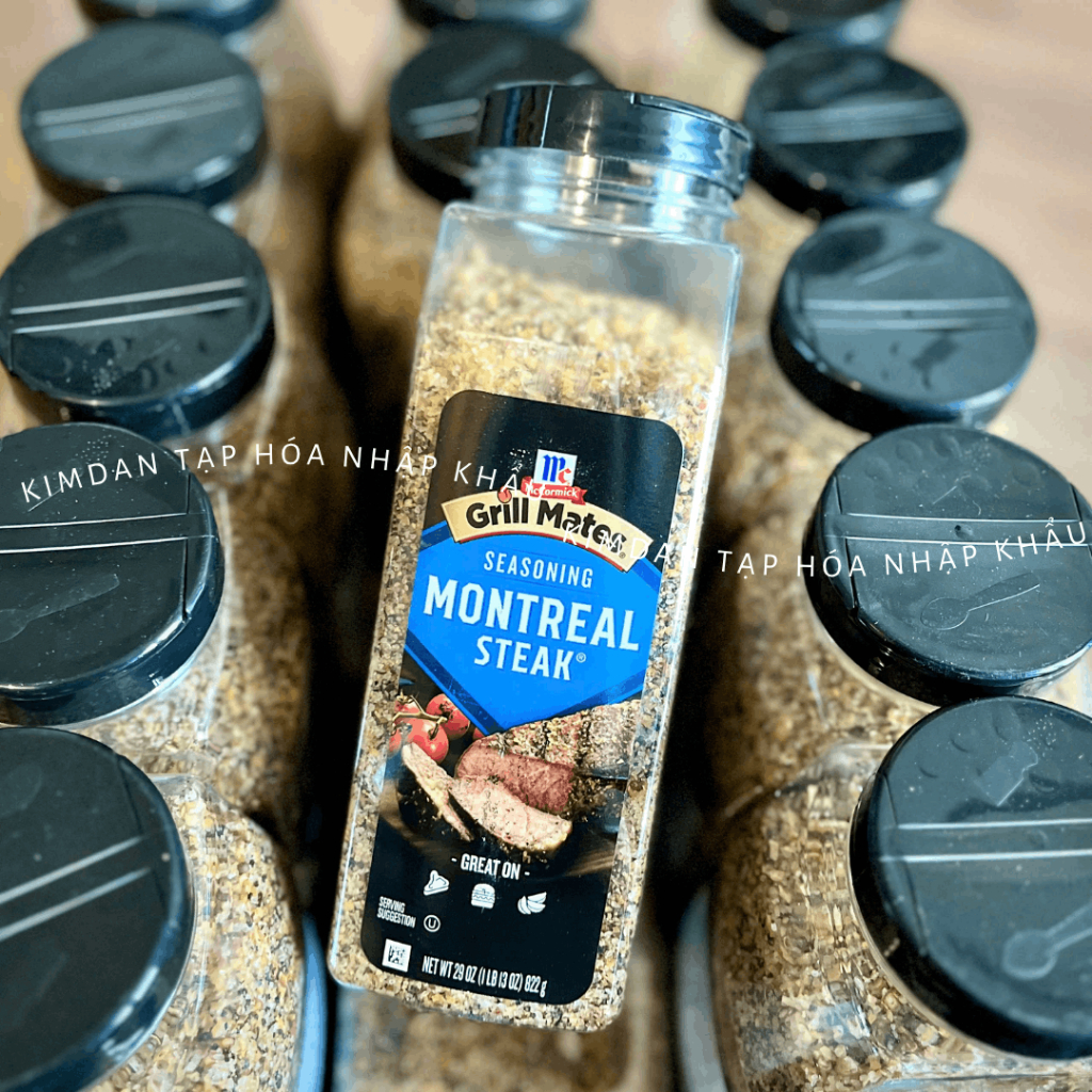 Gia vị ướp thịt bò bít tết MCCORMICK GRILL MATES MONTREAL STEAK 822G ngon chuẩn vị nhà hàng  - giúp đánh thức hương vị nguyên bản của miếng thịt, tạo nên lớp vỏ ngoài đậm đà, thơm nức mũi khi áp chảo hoặc nướng.
