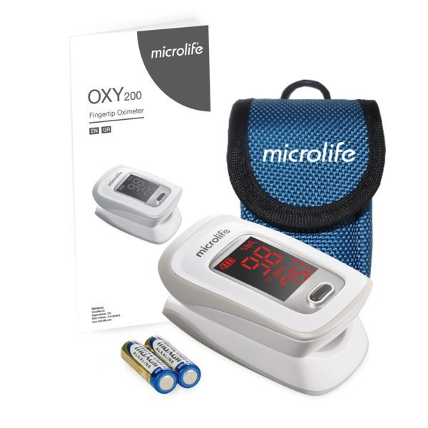 Máy đo nồng độ Oxy trong máu và nhịp tim Microlife OXY 200 chính hãng - kèm bao đựng máy