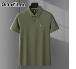 QiaoYiLuo Áo polo thêu cho nam áo thun tay ngắn doanh nhân đơn giản rộng thời trang mới tất cả phù hợp