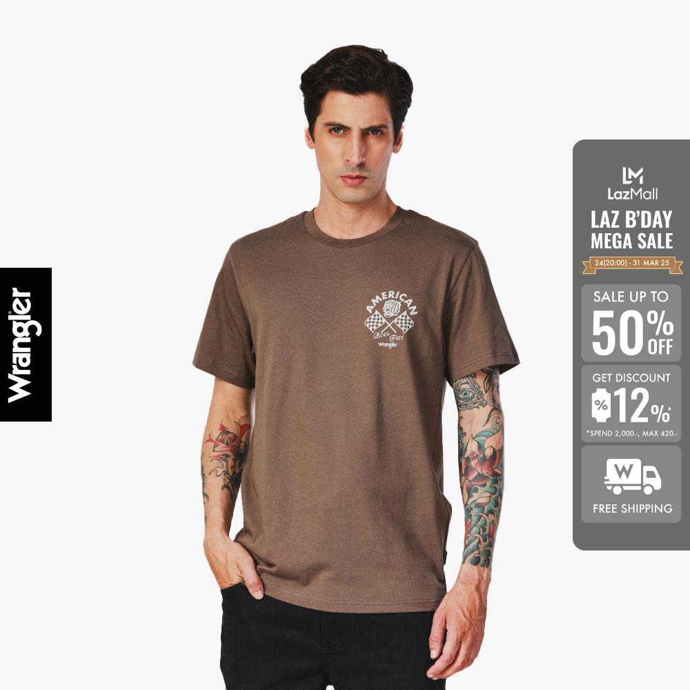 WRANGLER เสื้อยืดแขนสั้นผู้ชาย คอลเลคชั่น Biker ทรง Regular รุ่น WR F424MTSSN34 ราคา 645 บาท*ส่งฟรี
