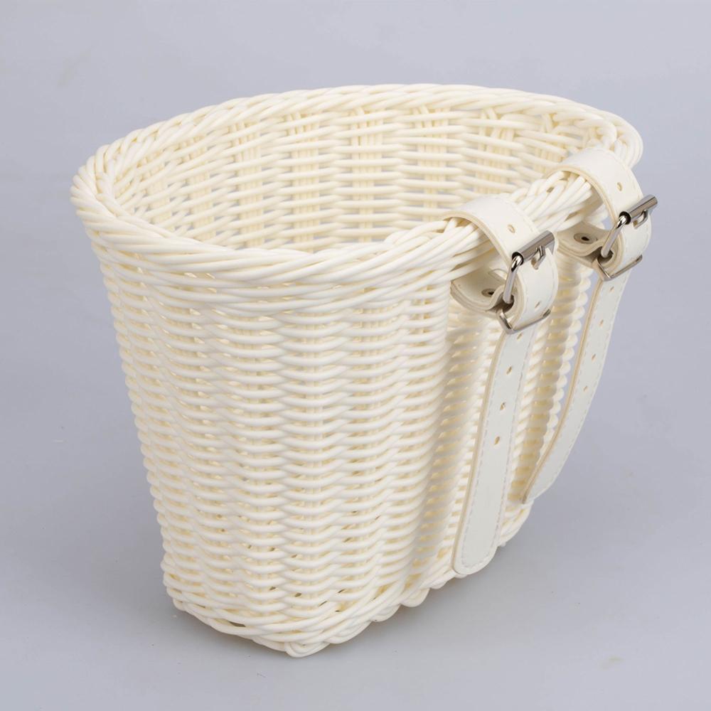 pink wicker bike basket