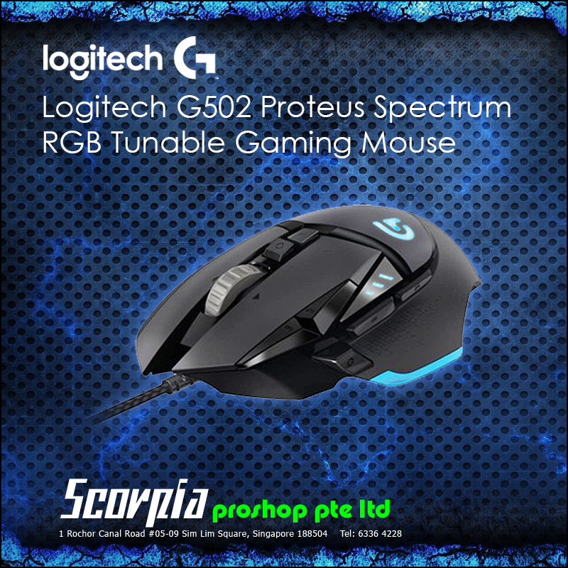 Logitech G502 Proteus Spectrum RGB Tunable Gaming Mouse Singapore
