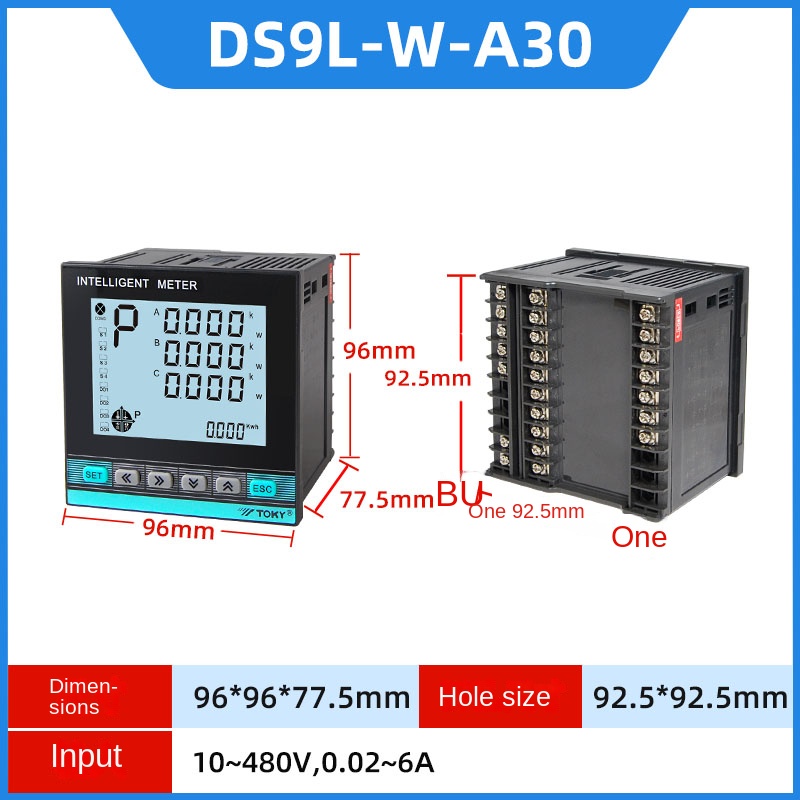 Đồng Hồ Đo Điện 3 Pha DS7L/DS9L-W-RC38/A30 - TOKY | Đo Điện Áp, Dòng Điện, Công Suất, Kết Qủa Đo Chính Xác - DS9L-W-A30