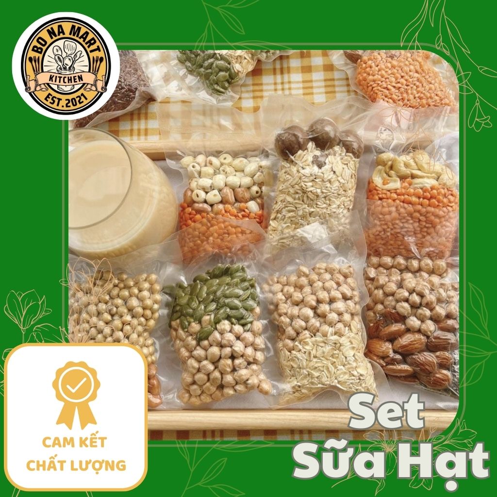 Set 5 túi hạt dinh dưỡng làm sữa - mix sẵn 5 ngày - mỗi túi 50g + kèm hướng dẫn