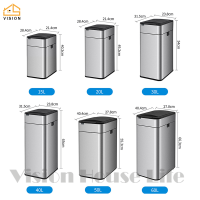 Vision Intelligent Automatic Trash Can with Cover 9-60L Smart Motion Sensor Stainless Steel Garbage Can for Bedroom Bathroom Kitchen Office High-Capacity Automatic Touchless Infrared Trash Waste Bin with Butterfly Lid(Silver/White/Cream)
