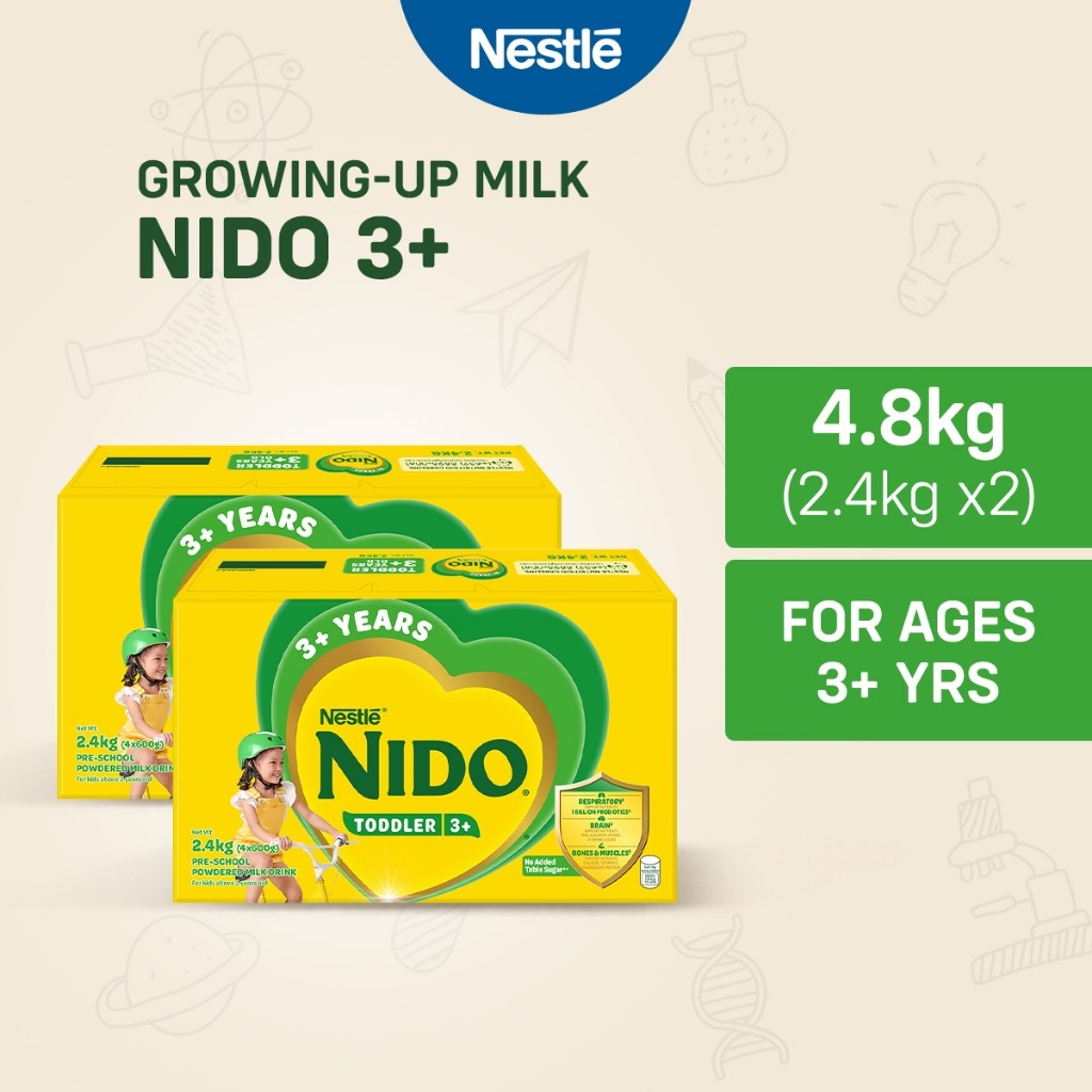 NIDO 3+ Growing-Up Milk Powder for Toddler Children 3+ Years Old 4.8kg (2.4kg x2)