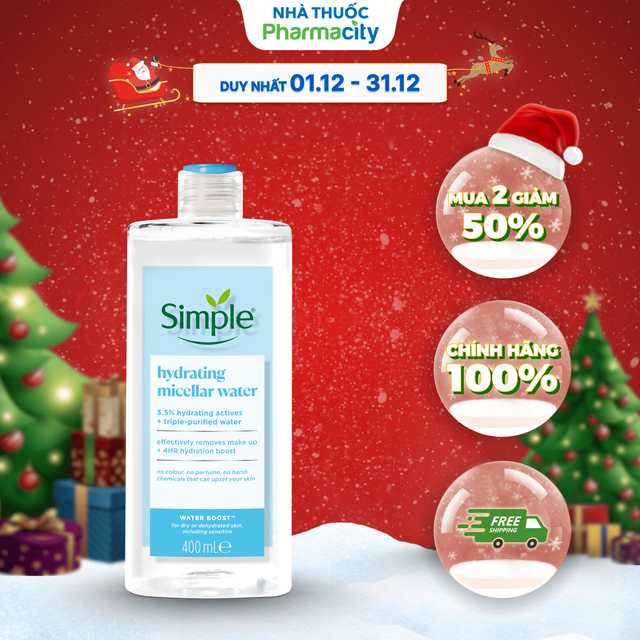 Nước Tẩy Trang Simple Làm Sạch Và Cấp Ẩm (Chai 400ml)