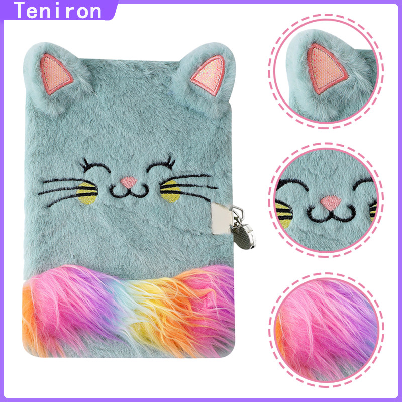 Teniron Thú nhồi Nhật ký bí mật dành cho trẻ em Viết Vẽ Notepad Animal Notepad Nhật ký trẻ em sang trọng