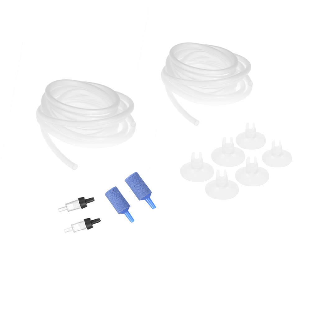 Chung 2.5m 4mm ống oxy 2 ống trong suốt 2 van một chiều cho bơm oxy 6 giác hút cố định 2 đầu cát cho máy bơm không khí phù hợp để cung cấp oxy trong các bể cá khác nhau