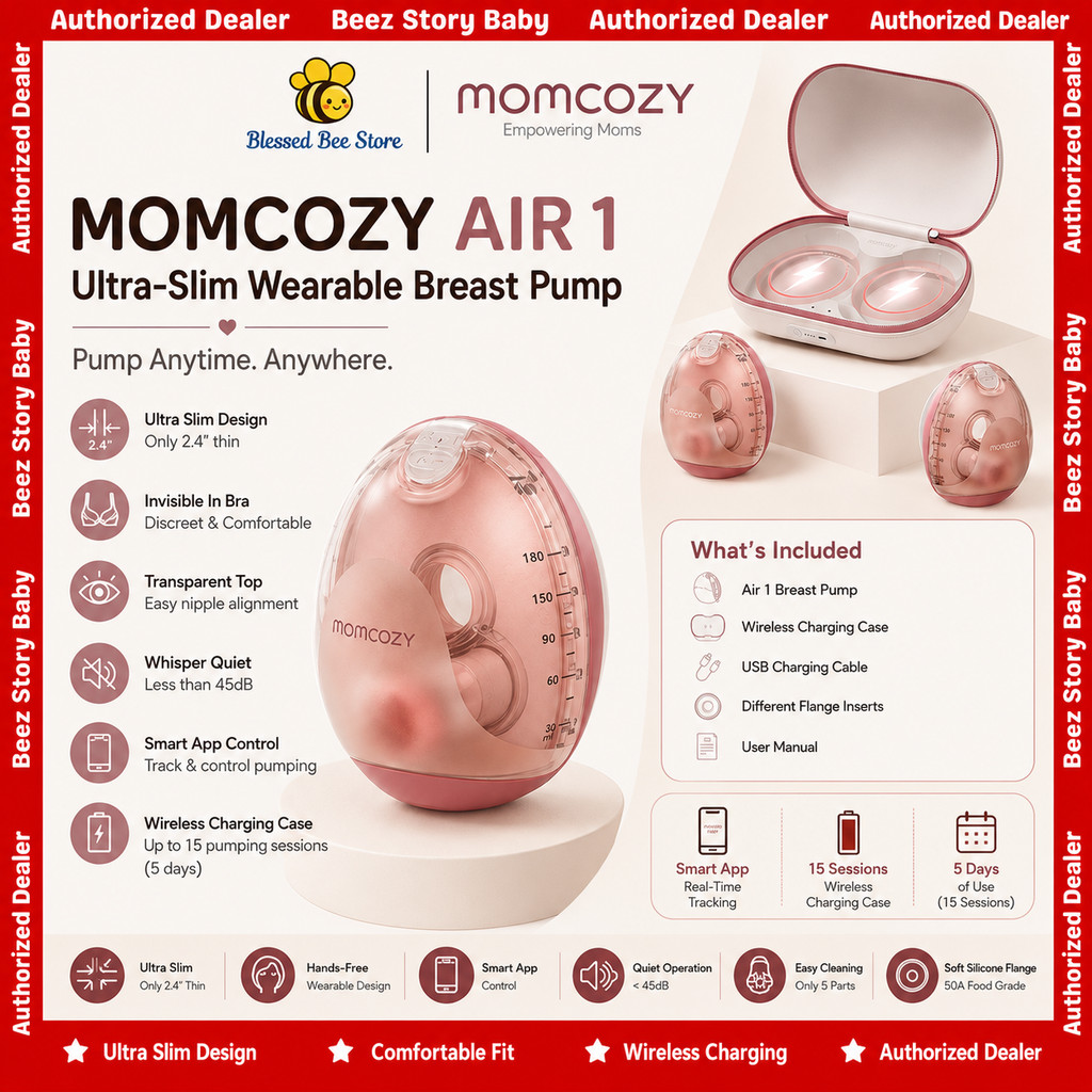 Momcozy Air 1 Ultra-Slim Hands-Free Wearable Pump with Wireless Charging Case
