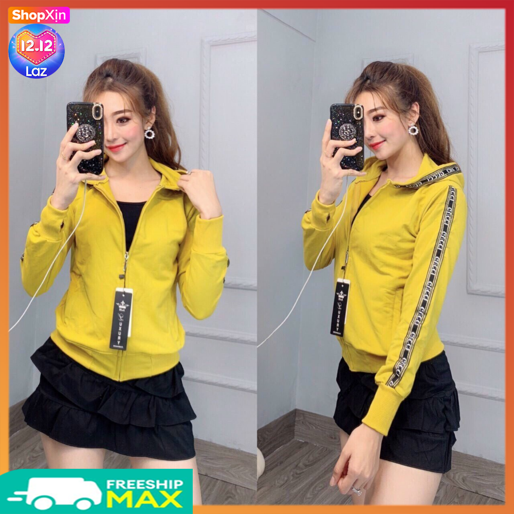 Áo khoác chống nắng nữ trơn tay sọc chữ áo khoác nữ vải thun cotton 4 chiều mềm mịn giữ nhiệt FREESHIP