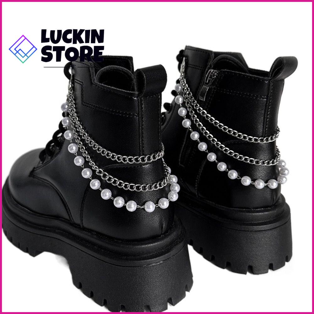 TREND 57SHOP Trái tim ngôi sao Chuỗi gót giày Ngọc trai  cương nhân tạo Tự làm  dây chuyền gót giày Thời trang Có thể điều chỉnh Phụ Kiện Giày Giày