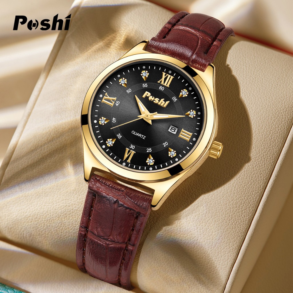 POSHI small and elegant Womens Quartz Watch Waterproof Luminous Small Leather Strap Watch for Women Sale Now Korean Style Fashion Casual Ladies Watches on Sale