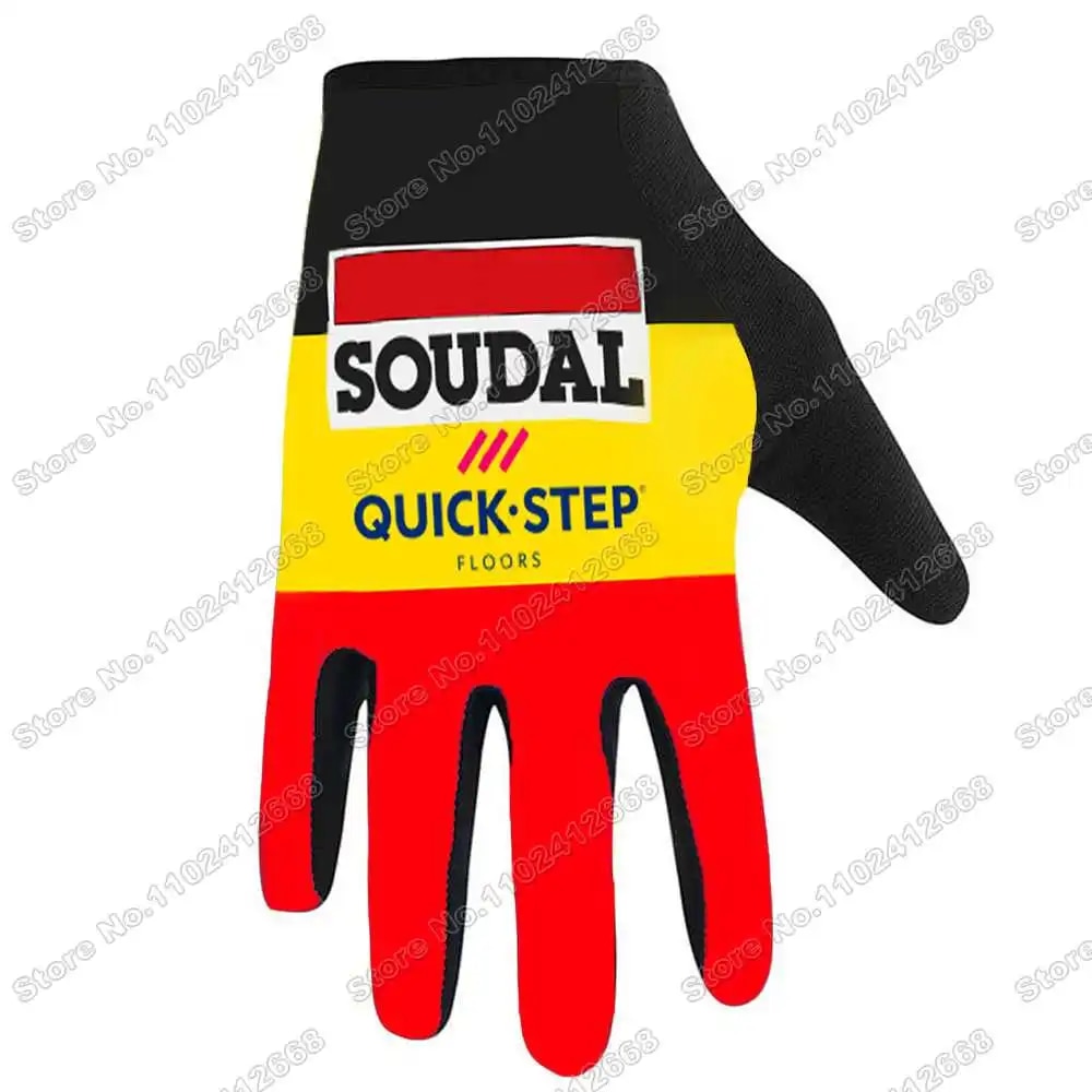 【Fast and Reliable Shipping】 2023 Soudal Quick Step Winter Cycling Gloves Champion Remco Evenepoel Jersey Full Finger Road Bike