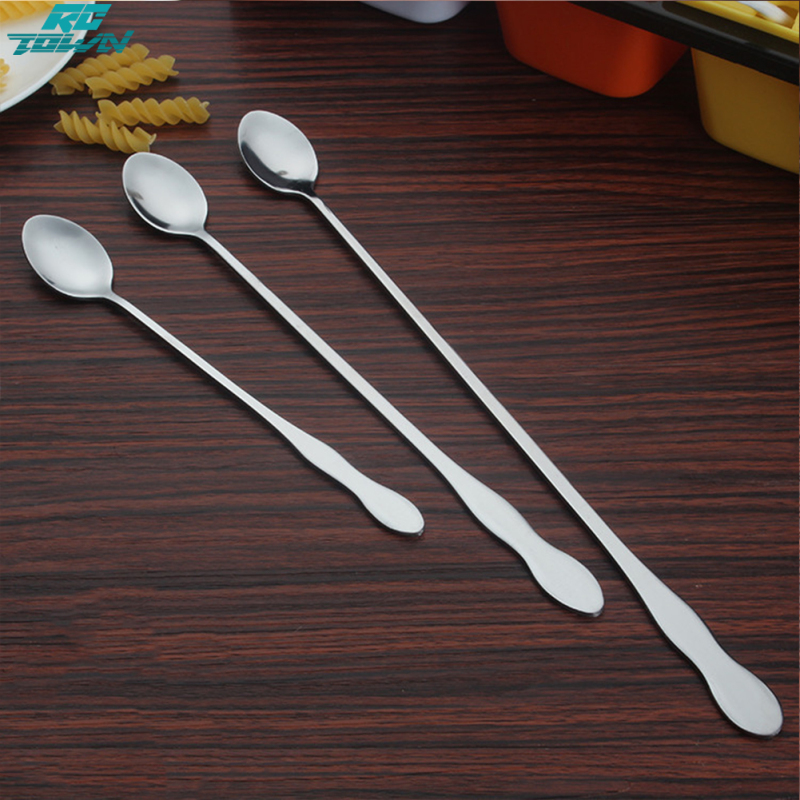 Stainless Steel Long Handle Mixing Spoon, Tea Coffee Ice Cream Dessert Round Head Spoons, 32cm 26cm 20cm Length Tableware Kitchen Tools ราคา 19 บาท*ส่งฟรี