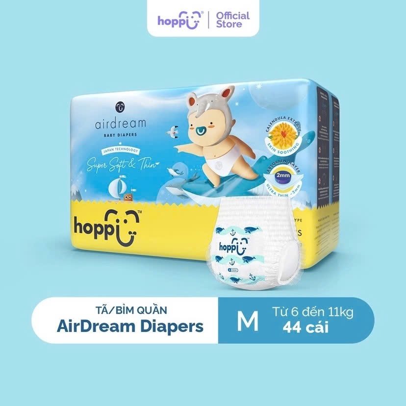 1 Thùng 4 Bịch Bỉm Singapore Cao Cấp Hoppi Airdream Siêu Mềm Mỏng 2mm - MC792 - 2