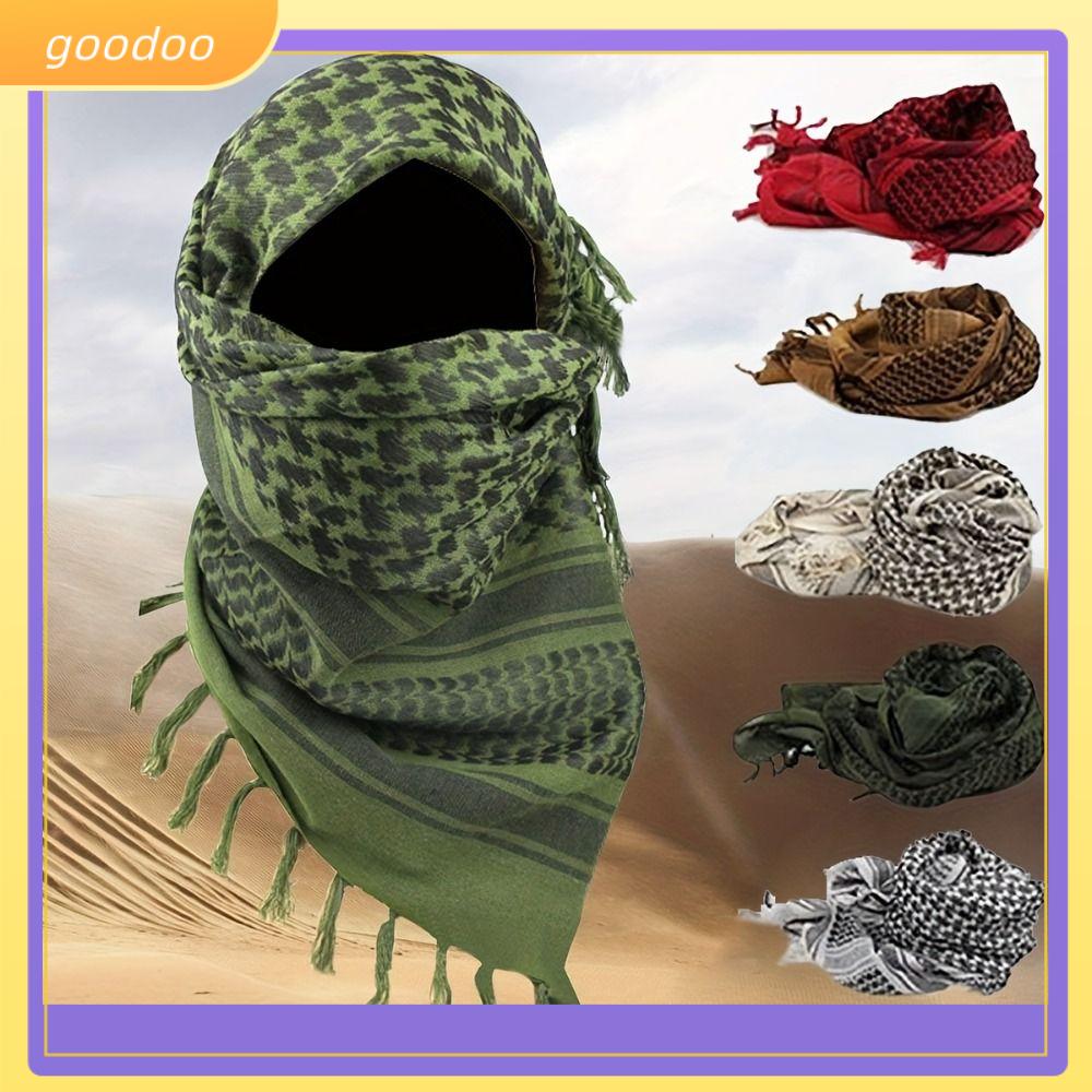 GOODOO Khăn Bandana palestine Khăn quàng cổ sa mạc Trang phục truyền thống hồi giáo Ả Rập kafiya Keffiyeh Khăn xếp khăn choàng Chống bụi Khăn quàng cổ Ả Rập Khăn quàng cổ Shemagh Dành cho nam nữ đi bộ đường dài