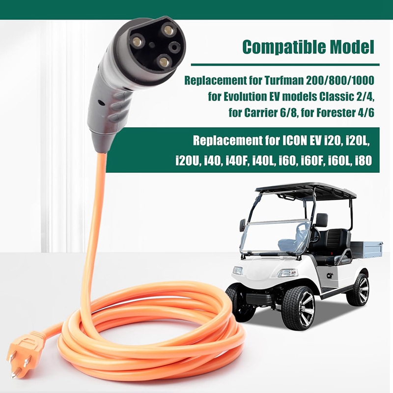 Golf Cart Charging Power Cord -031016-PT 2.04.0620 for Evolution EV Golf Carts 120V 3 Pin Charge Cable US Plug