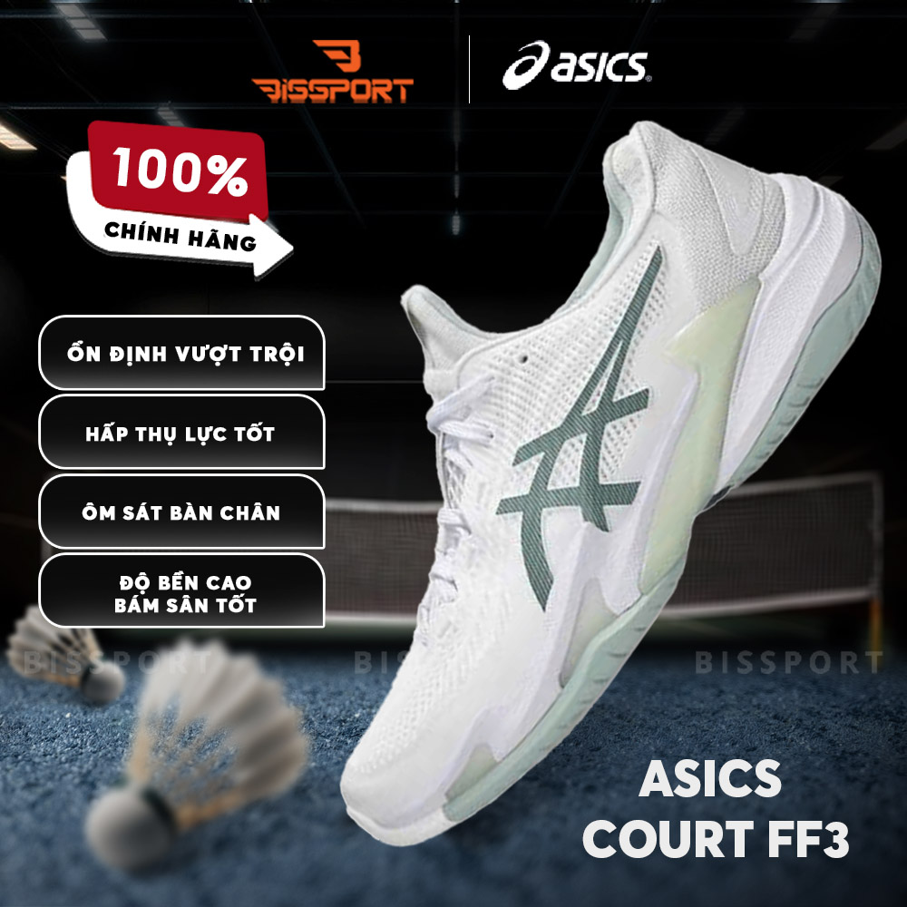 Giày Tennis/Pickleball Asics Asics Court FF3 Chính Hãng - Trắng Xanh Matcha - Êm Ái, Ổn Định - Giảm Chấn - Bền - Bám Sàn