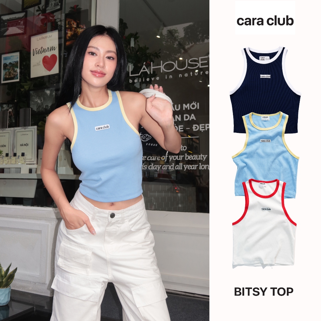CARA Áo ba lỗ croptop nữ Bitsy phối viền trắng năng động