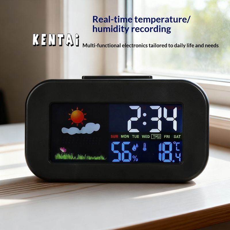 Smart Color Screen Weather Alarm Clock with Real-Time Temp & Humidity Display ราคา 119 บาท*ส่งฟรี