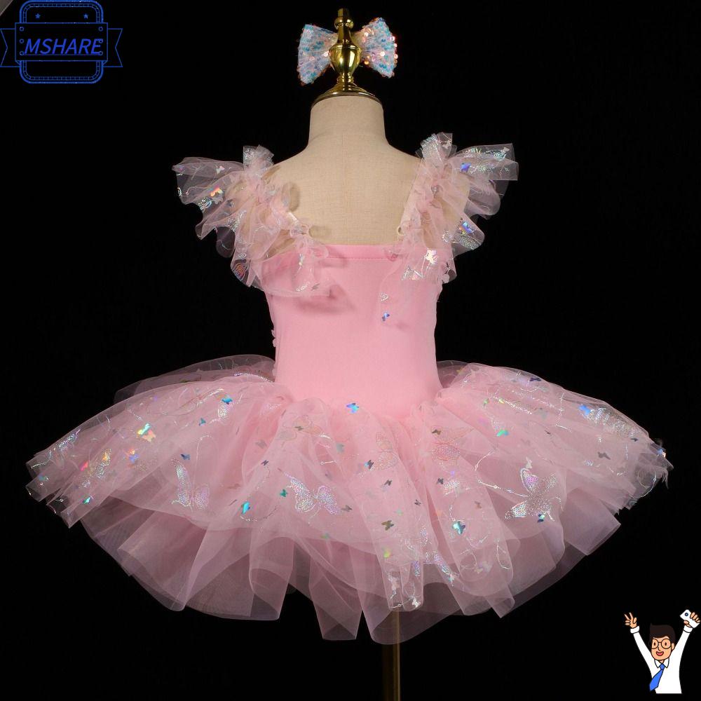 MSHARE Đầm sequin Váy ballet cho trẻ em Hoa Hiện đại Váy tutu ballet Thời trang Váy tiệc Quần áo biểu diễn Bé gái