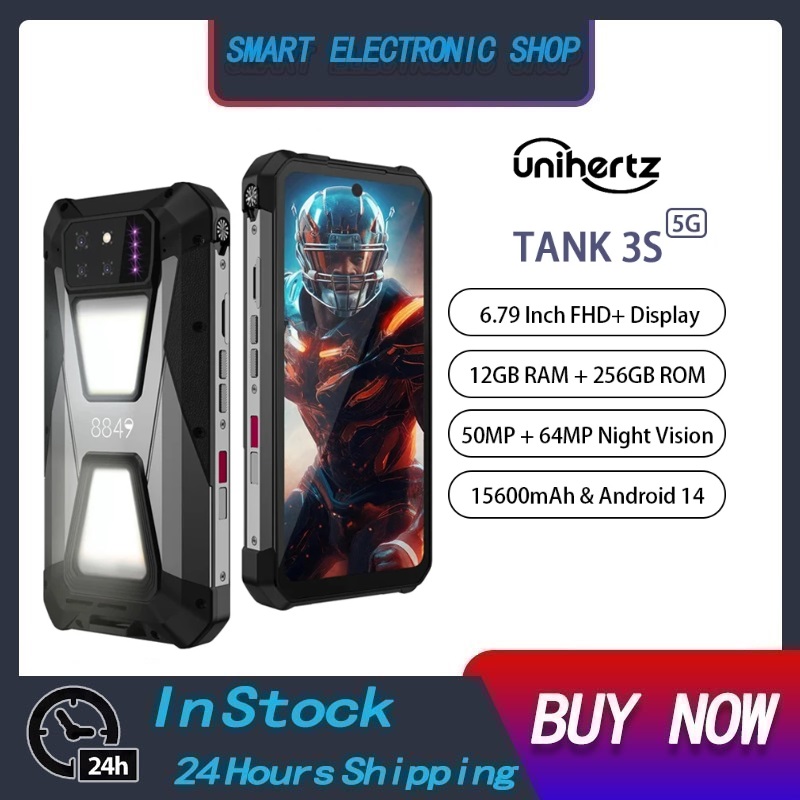 Unihertz Tank 3S 8849 5Gโทรศัพท์โปรเจคเตอร์12GB RAM 256GB ROMสมาร์ทโฟนAndroid 14 15600MAh 64MP Night Vision 66W NFC ราคา 20,500 บาท*ส่งฟรี