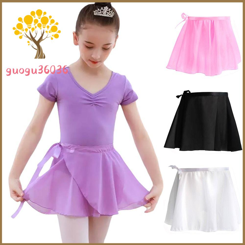 GUOGU Dây buộc Váy ballet Màu sắc đồng nhất Vải chiffon Váy nhảy Tập luyện múa ba lê Con cái