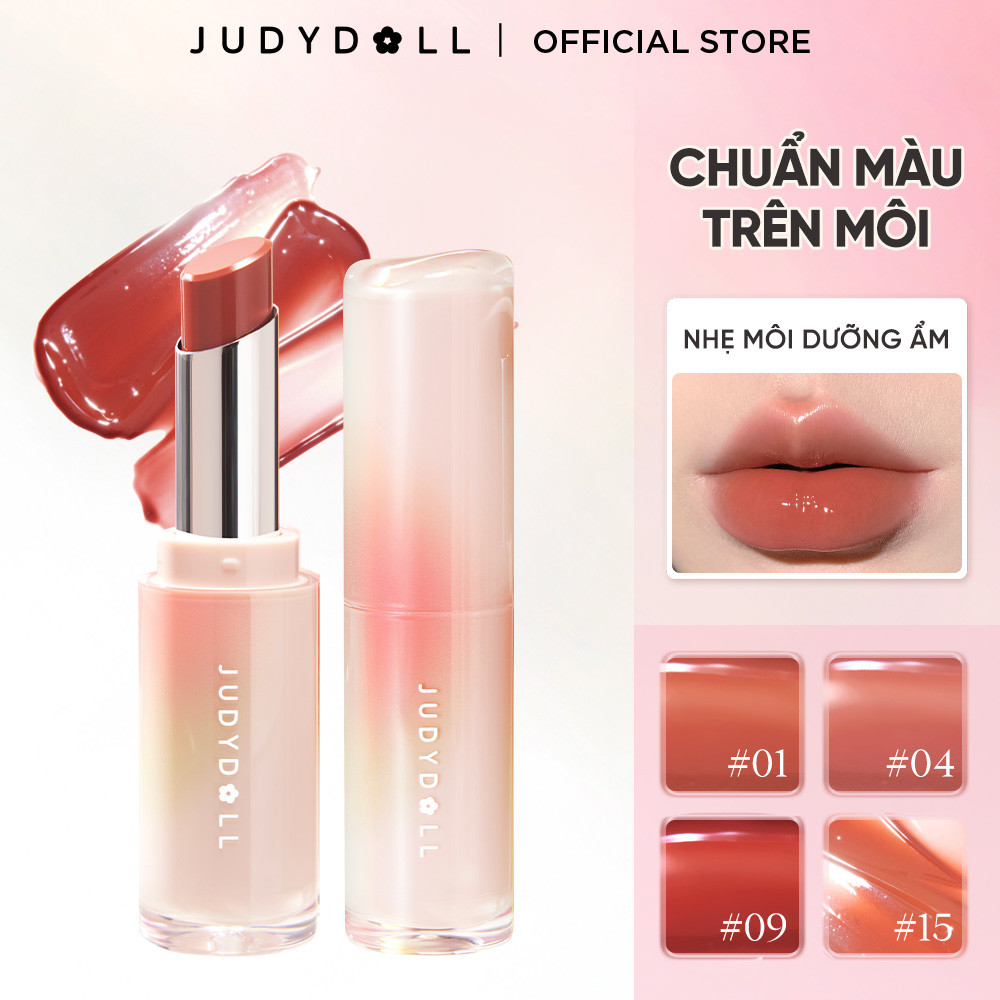  Son Dưỡng Có Màu JUDYDOLL 3g Dưỡng Ẩm Bóng Tráng Gương Sáng Lấp Lánh Mịn Môi Bền Màu Che Phủ Vân Môi 
