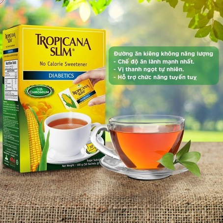 Đường bắp ăn kiêng Tropicana Slim cho người tiểu đường (50 gói x 2g)