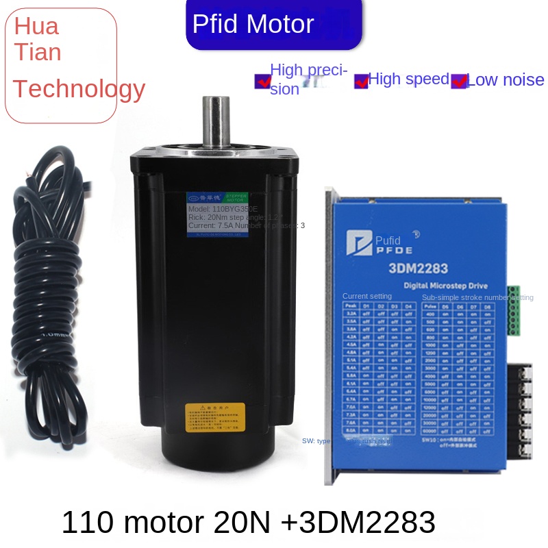 Bộ Động Cơ Bước 3 Pha 110 20N Driver 3DM2283 tùy chọn: 110BYG350D 20N.m + Driver 3DM2283 Prfid - 220V, DSP Chip, 8-20N.m Cho CNC, Tự Động Hóa