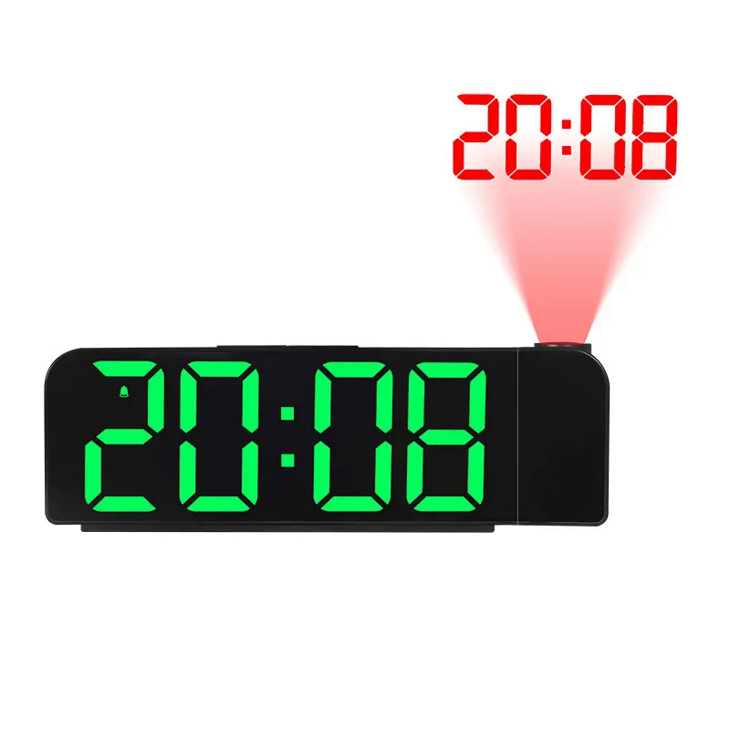 Hiển thị phông chữ màu xoay phòng ngủ điện tử LED Đồng Hồ Treo Tường Chiếu kỹ thuật số tắt bộ nhớ đồng hồ báo thức chế độ ban đêm