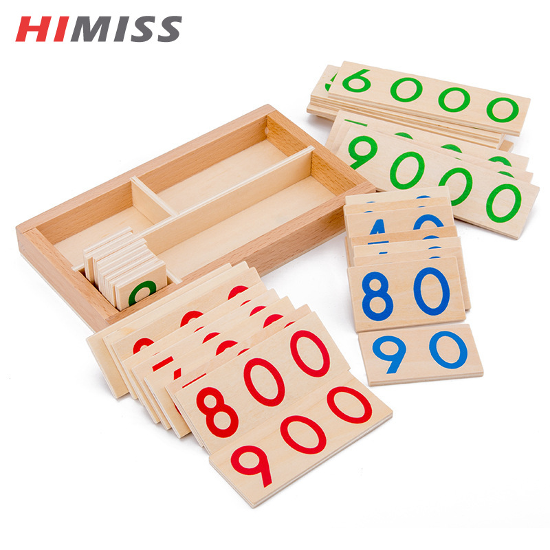 HIMISS Wooden Number Cards 1-9000 Numbers Wooden Cards Math Teaching Aids