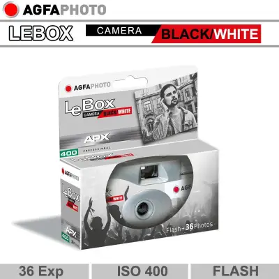 Agfa Photo Lebox 35mm Disposable Film Camera Black and white Disposable Single Use Camera with Flash - 36 Exposures