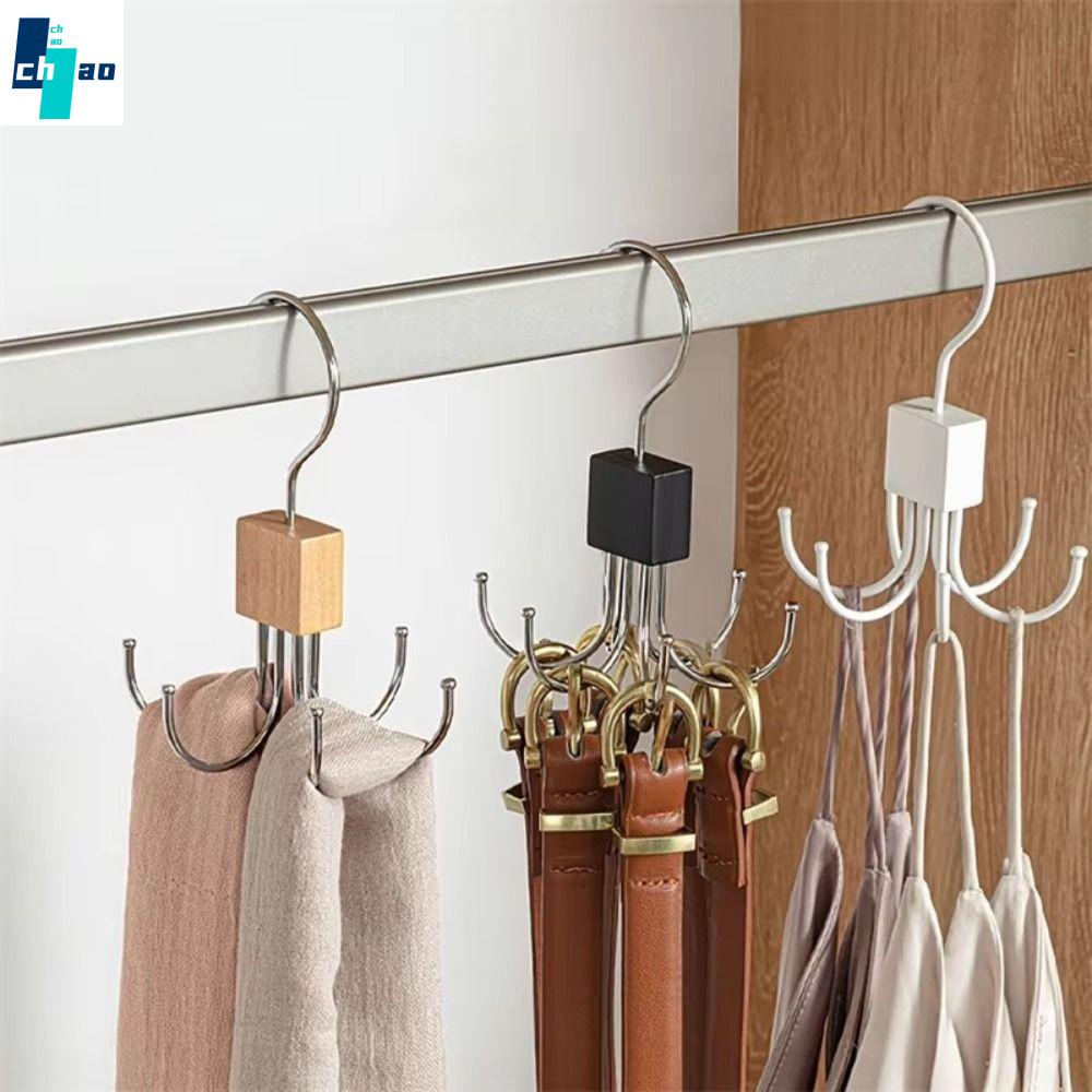 CHAO 6 móng Móc treo quần áo Bằng gỗ Có thể xoay Móc thắt lưng Đa năng Móc treo khăn Hộ gia đình