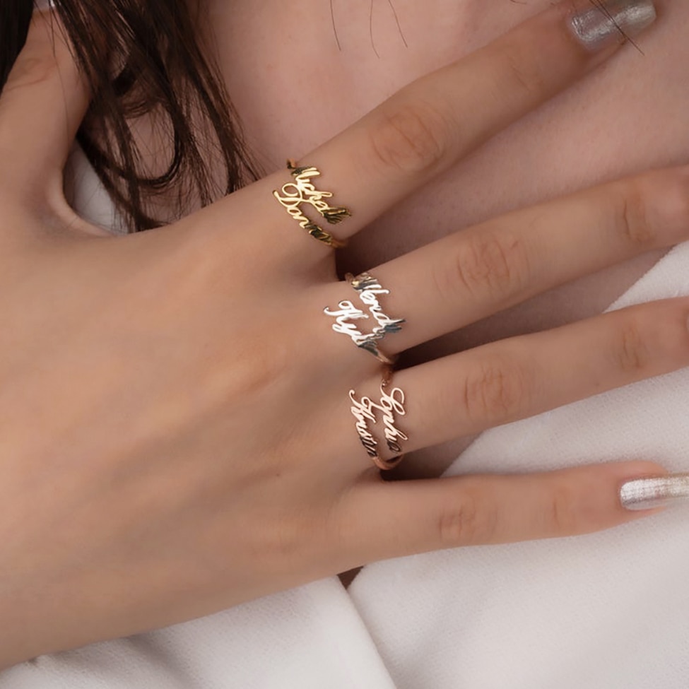 Tùy Chỉnh Vài Đôi Tên Nhẫn Cá Nhân Người Đàn Ông Thời Trang nhẫn có thể điều chỉnh trang sức bằng inox Cho Phụ Nữ Valentine Của Ngày Quà Tặng