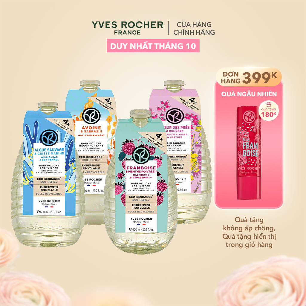 [Eco-Refill] Sữa tắm thiên nhiên không Sulfate Yves Rocher nuôi dưỡng làn da mềm mại 600ml