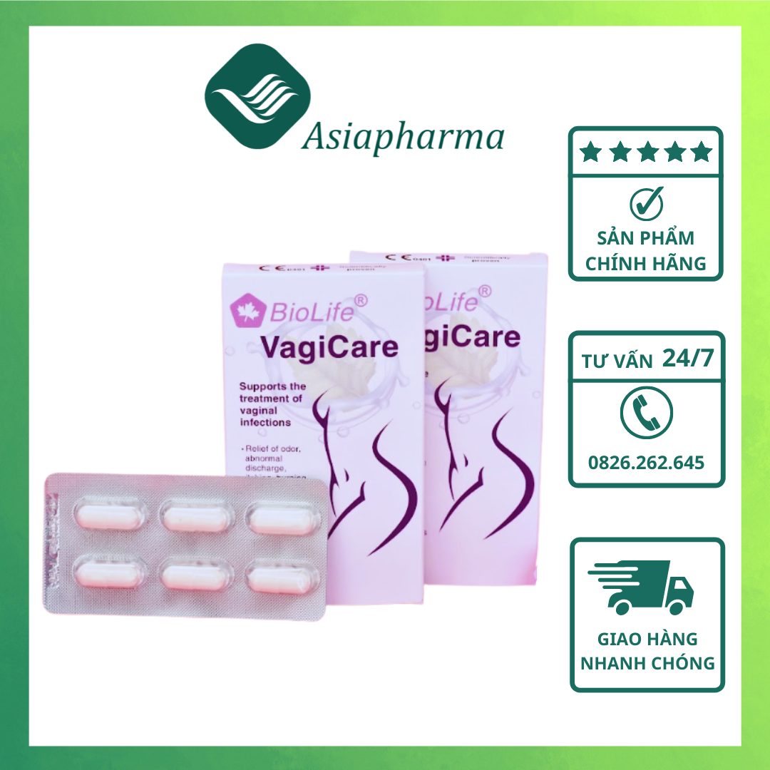 COMBO 2 HỘP Lợi khuẩn dành cho phụ nữ Biolife Vagicare Hộp 6 viên