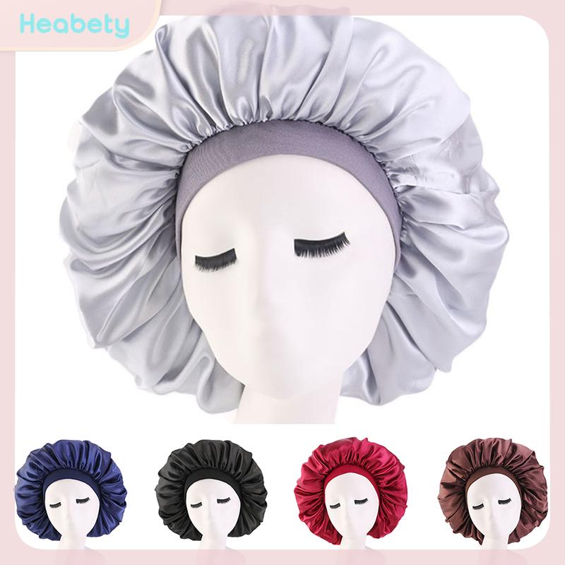 Heabety หมวกแก๊ปสำหรับใส่นอนตอนกลางคืนขนาดใหญ่หมวกคลุมศีรษะผ้าซาตินคาดหัวปรับขนาดได้ ราคา 48 บาท*ส่งฟรี