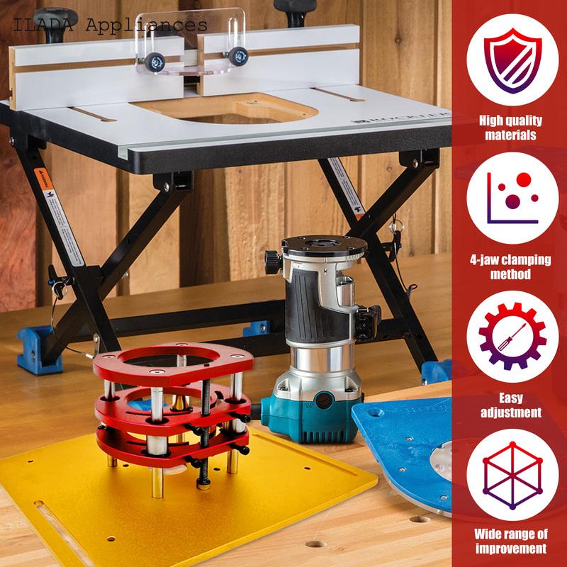 Router Lift Base Aluminium Alloy 4 Jaw Clamping Router Table Lifting